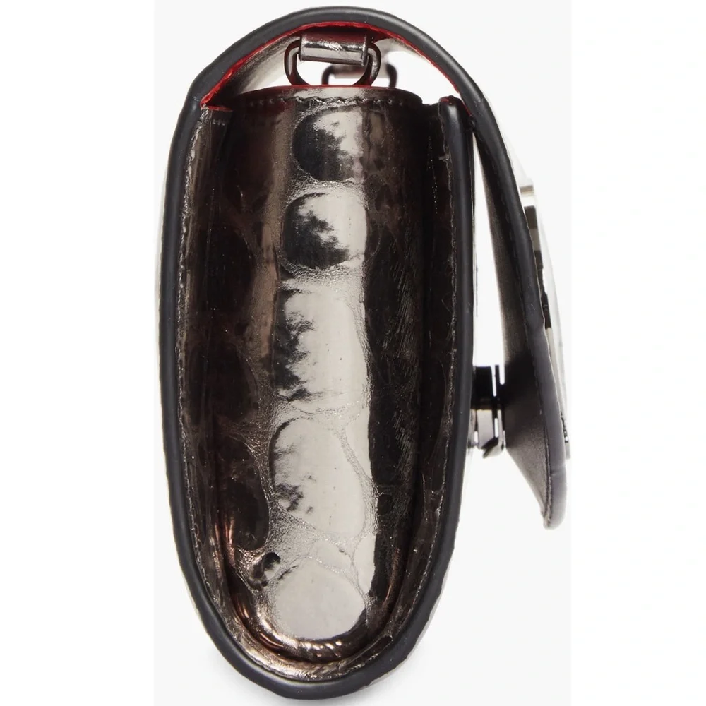 NEW🔥CL S Loubi54 Metallic Croc Embossed Leather Wallet on a Chain🔥 - Picture 4 of 16